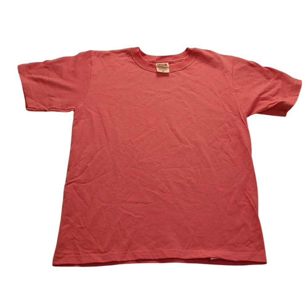 Anvil Youth Small Pink Short Sleeve Kids T-Shirt Cotton Pre-Shrunk Crew Neck‎